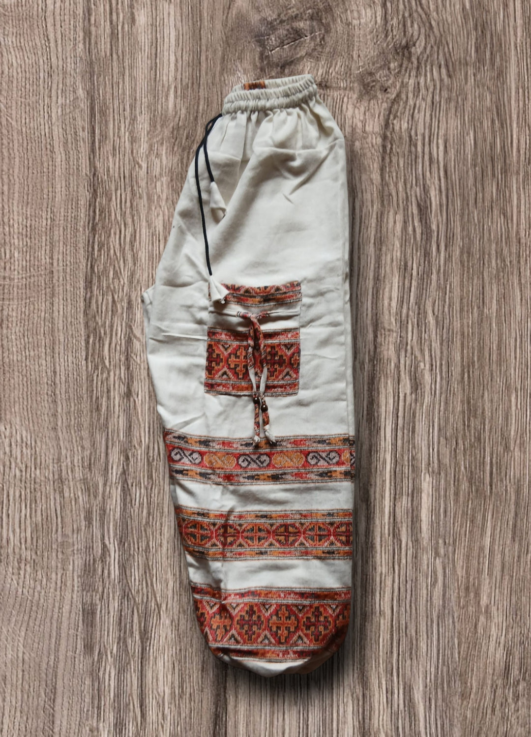 Bohotusk Cream Beige Red Cross Fleece Harem Pants One Size