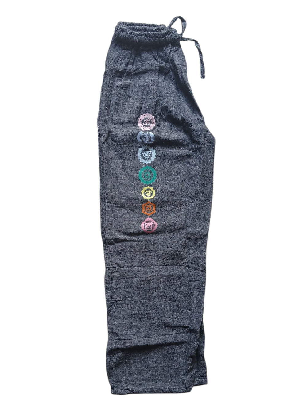 Bohotusk Dark Grey Marl Linen Open Legged Harem Pants Tie Waist S/M Only