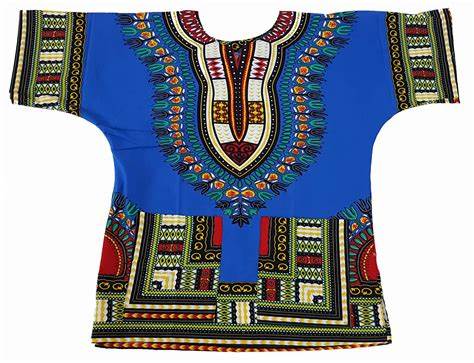 Blue Dashiki Shirt African Poncho