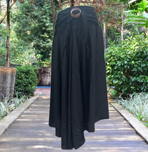 Bohotusk Plain Black Long Skirt With Coconut Buckle (& Strapless Dress) S/M to 3XL