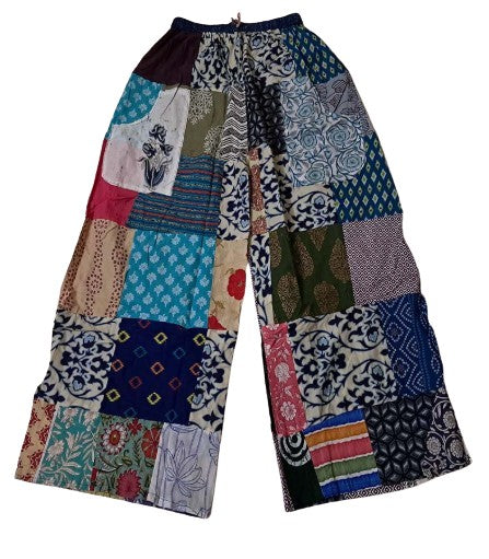Bohotusk Patch Work Straight Leg Flared Cotton Harem Pants - S/M Only