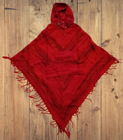 Red Stripe Woollen Poncho