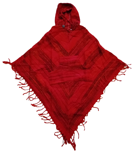Red Stripe Woollen Poncho