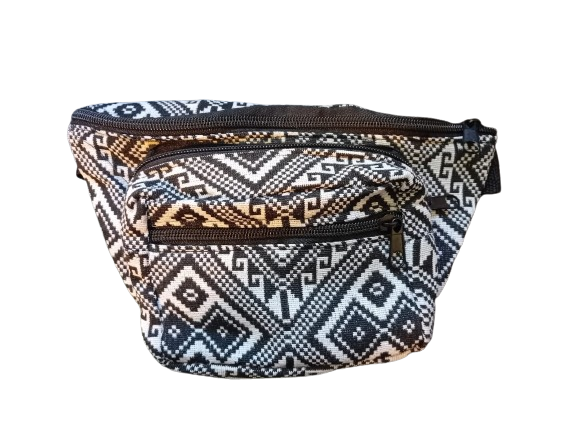 Bohotusk Black White Diamond Print Cotton Bum Bag Fanny Pack Waist Travel Bag