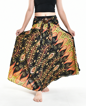 Bohotusk Black Peacocks Eye Long Skirt With Coconut Buckle (& Strapless Dress) S/M Only