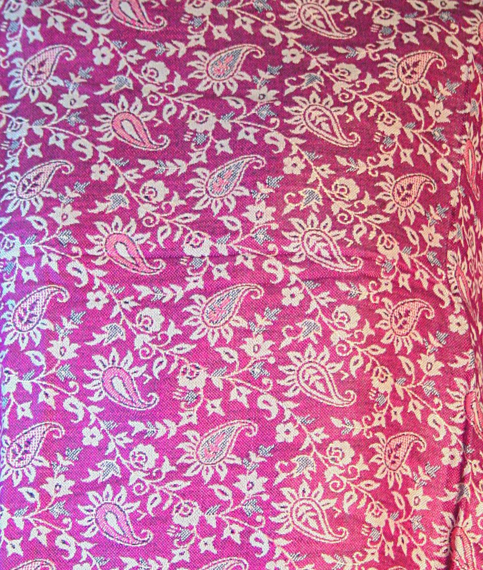 Pink Floral Leaf Print Pashmina Reversable 200 x 75cm