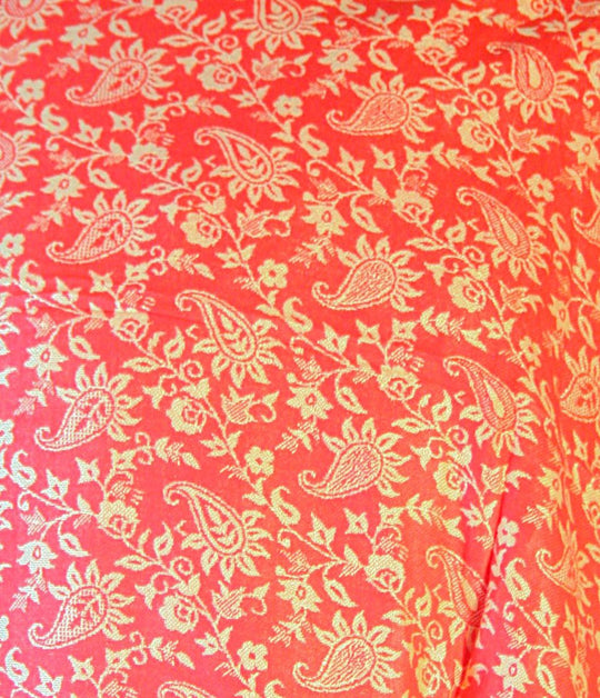 Bright Orange Floral Leaf Teardrop Print Pashmina Reversable 200 x 75cm