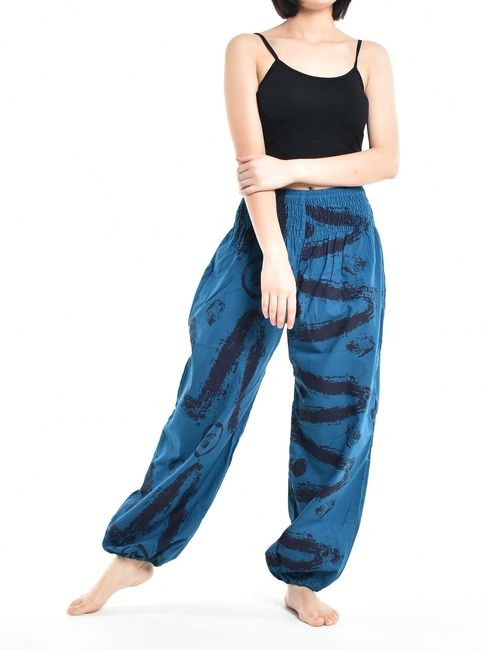 Bohotusk Womens Autumn Blue Swirl Cotton Harem Pants S/M to 3XL