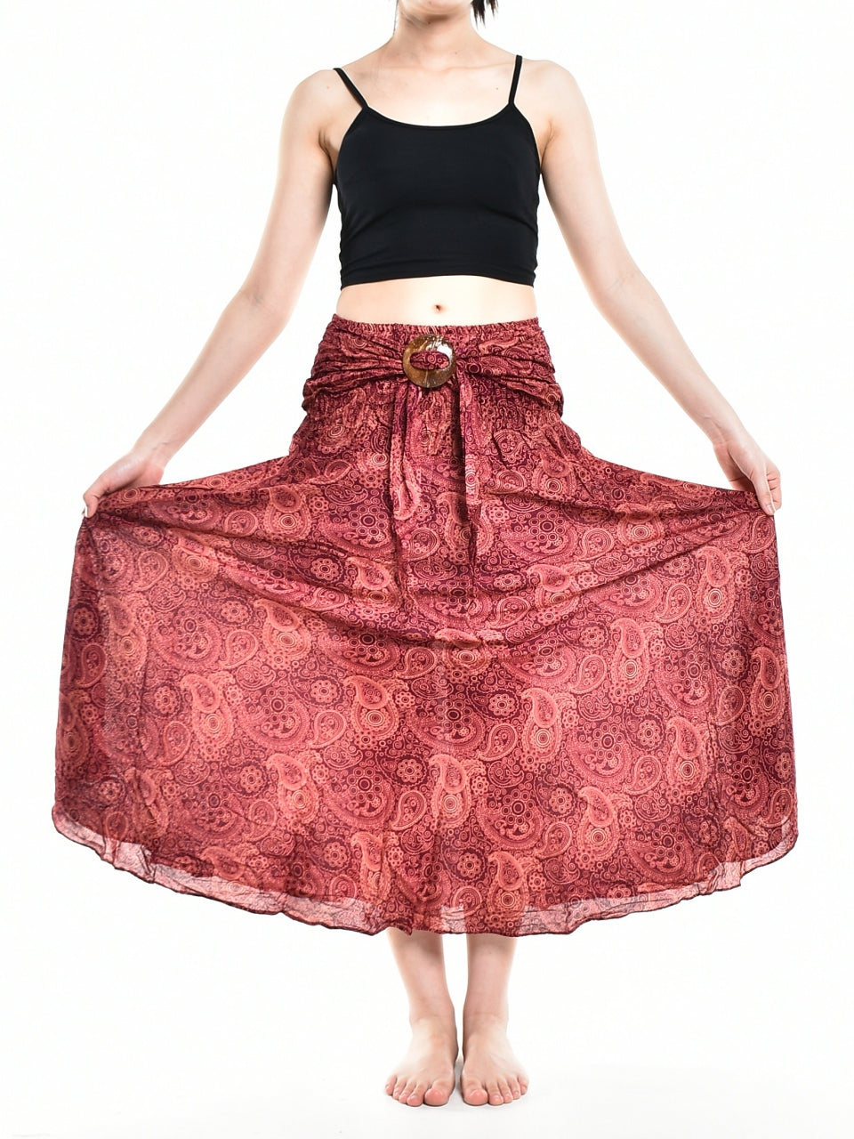Bohotusk Red Orbit Long Skirt With Coconut Buckle (& Strapless Dress) S/M to L/XL