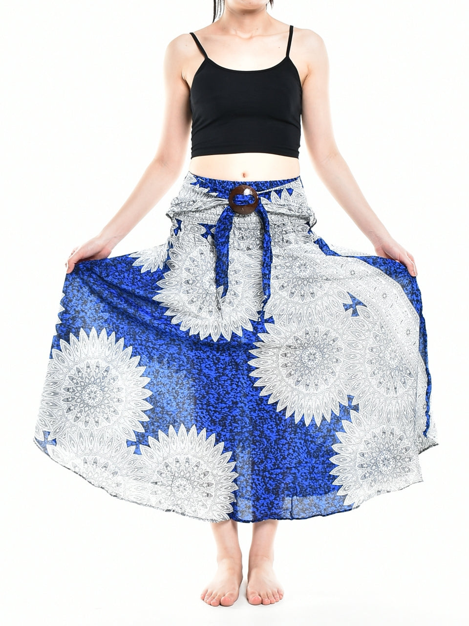 Bohotusk Blue Snowflake Long Skirt With Coconut Buckle (& Strapless Dress) S/M Only