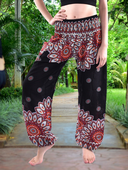 Printed pants women hot sale