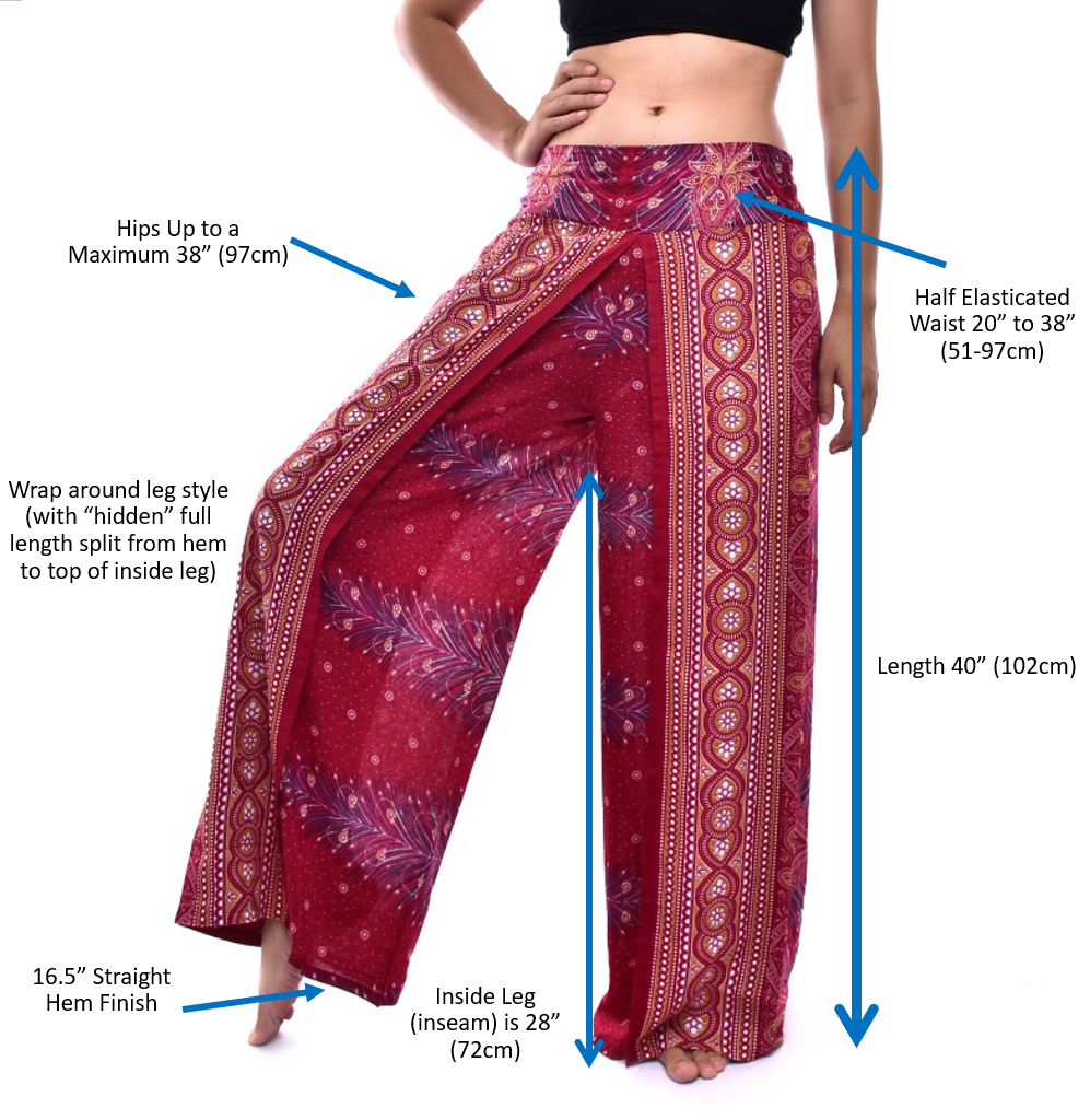 Bohotusk Red Elephant Herd Print Palazzo Trousers S M UK 8 12
