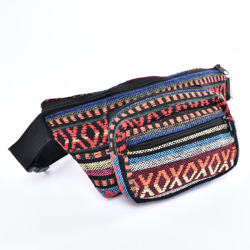 Bohotusk Criss Cross Print Cotton Bum Bag Fanny Pack Waist Travel Bag