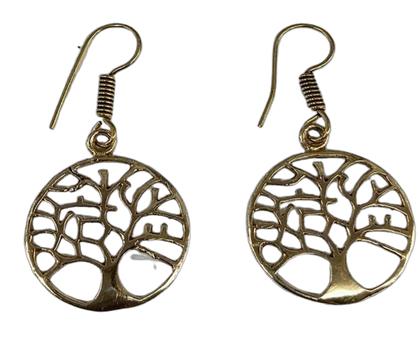 Bohotusk Tree of Life Earrings Brass or GS Oxidised Silver