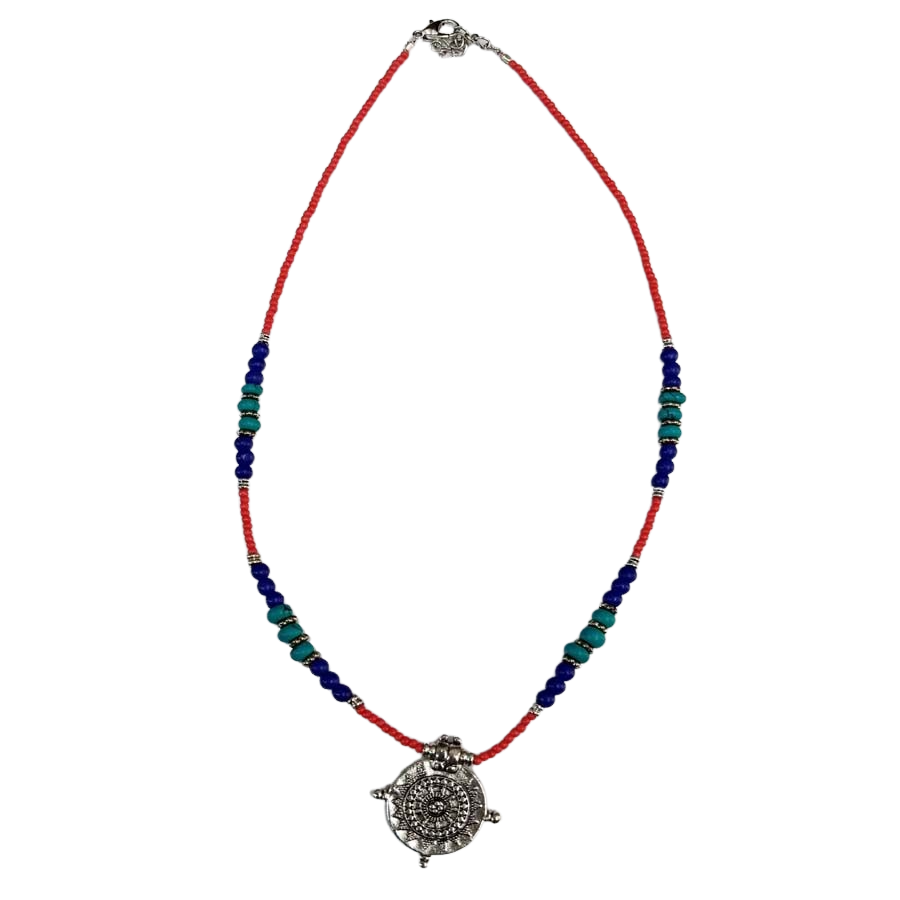 Bohotusk Beaded Choker Chain With Coin Star Pendant Necklace