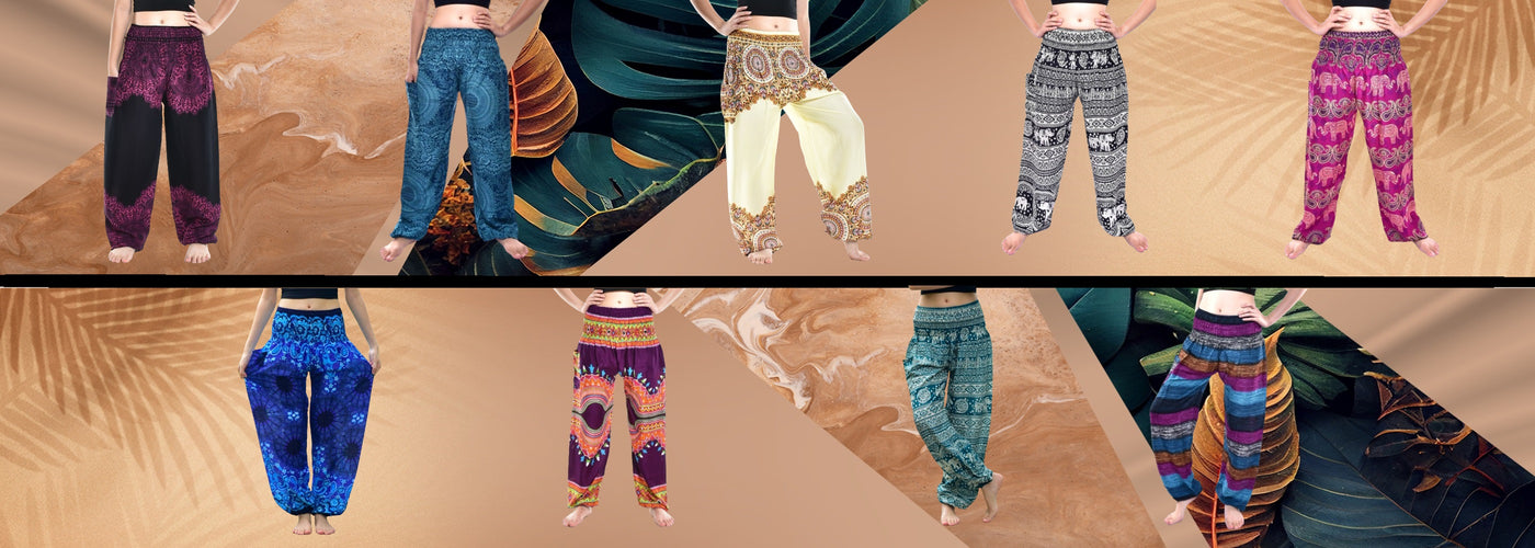Womens Hippy Harem Pants & Trousers Elasticated Waist