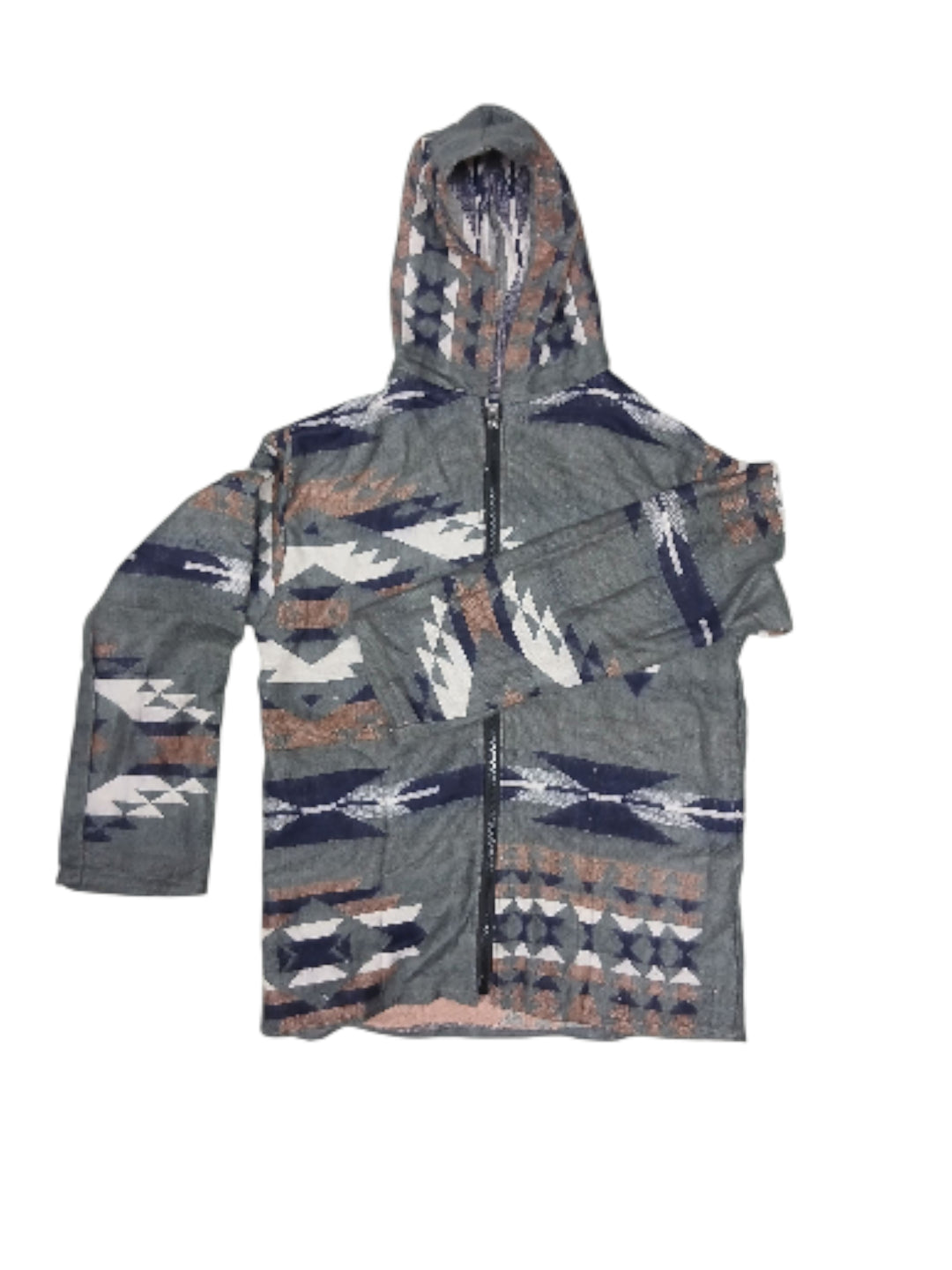Bohotusk Aztec Pattern Lightweight Fleece Hooded Jacket