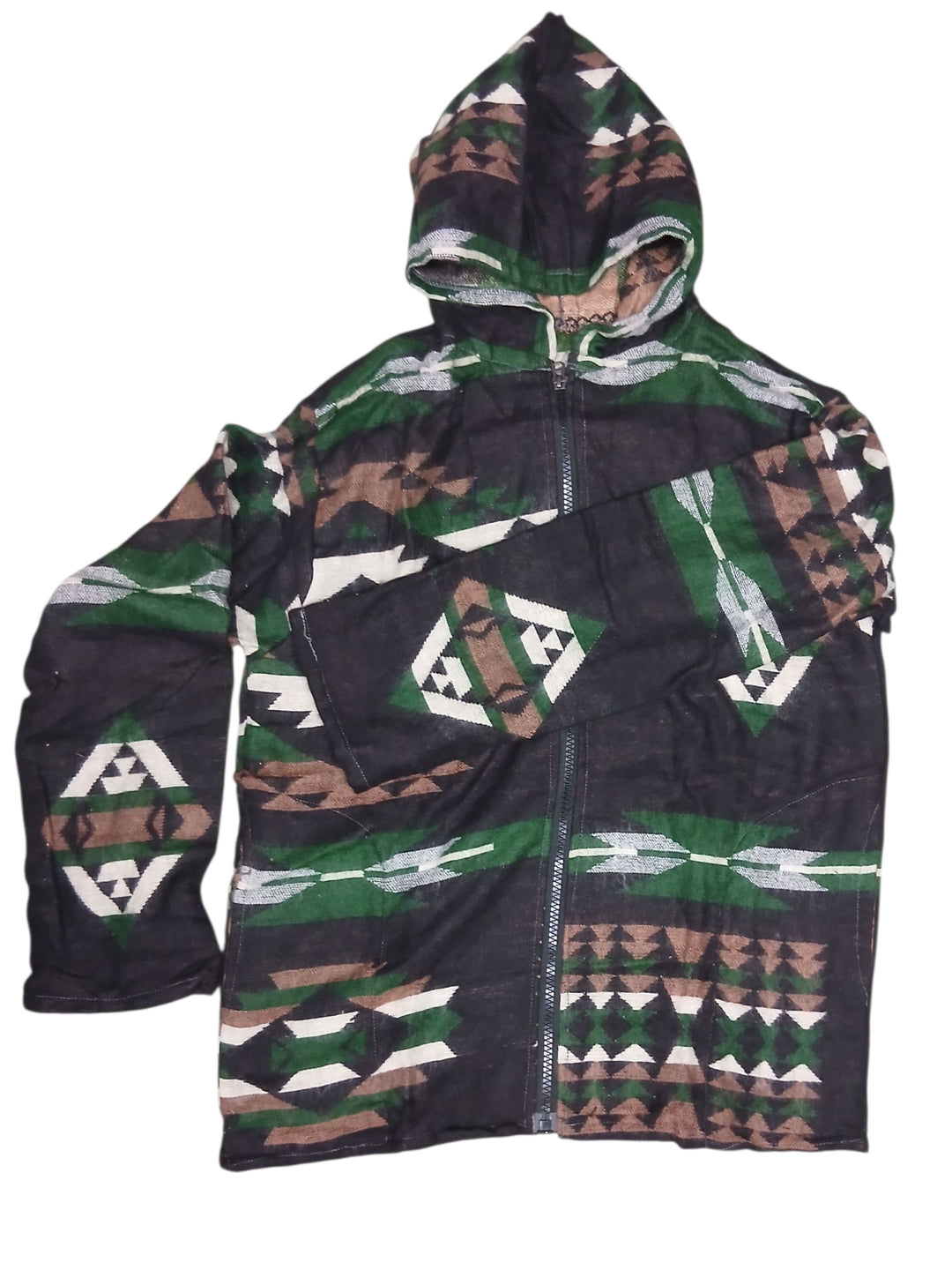 Bohotusk Aztec Pattern Lightweight Fleece Hooded Jacket