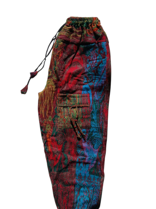 Bohotusk Green Red Coral Reef Fleece Harem Pants One Size