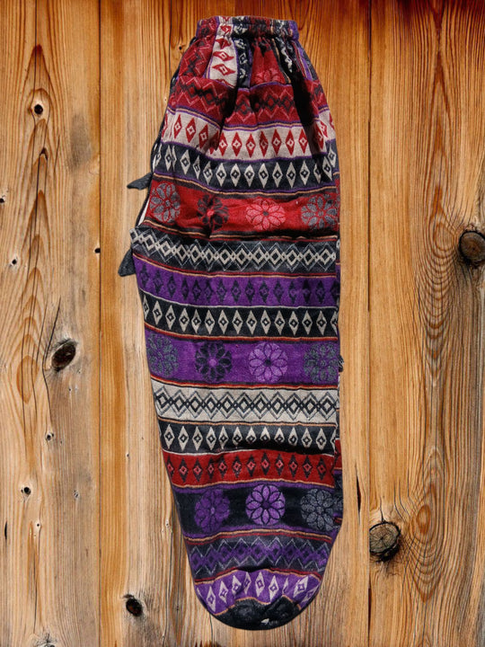 Bohotusk Purple Petals & Diamonds Fleece Harem Pants One Size