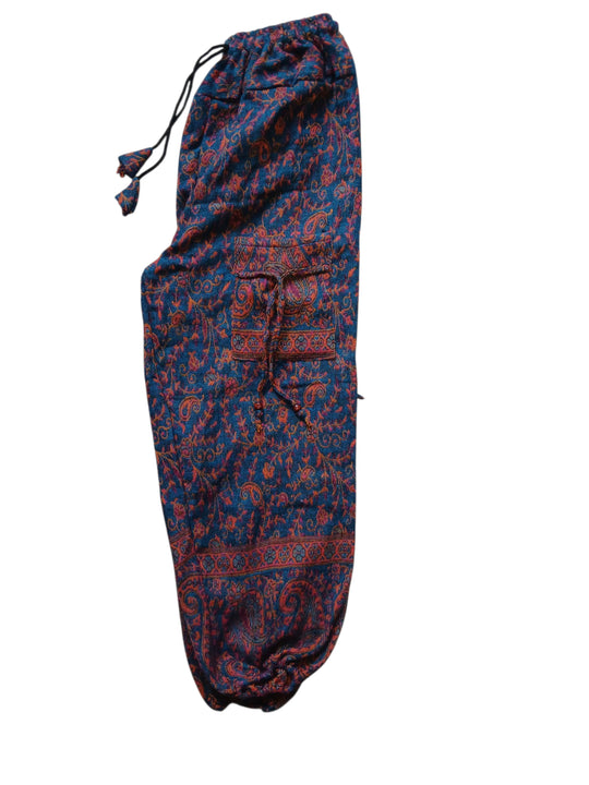 Bohotusk Teal & Purple  Paisley Fleece Harem Pants One Size