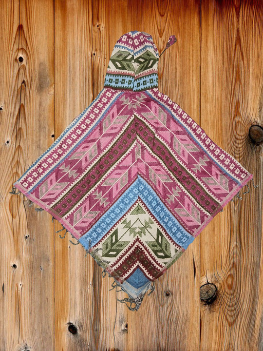 Pink Aqua Arrow Design Supersoft Woollen Poncho