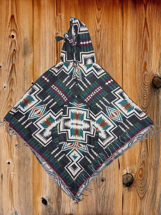 Dark Green Arrow Design Supersoft Woollen Poncho