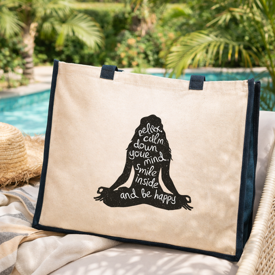 Yoga Pose Jute Canvas Tote Bag