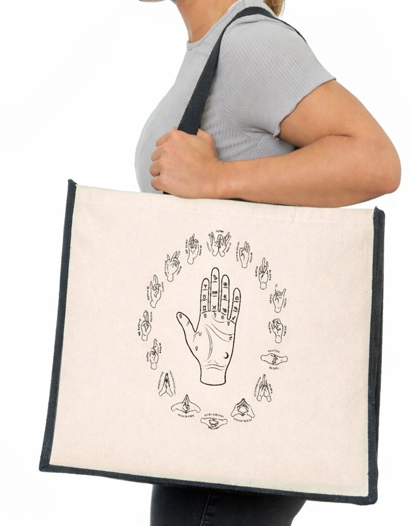 Mudra Energy Jute Canvas Tote Bag