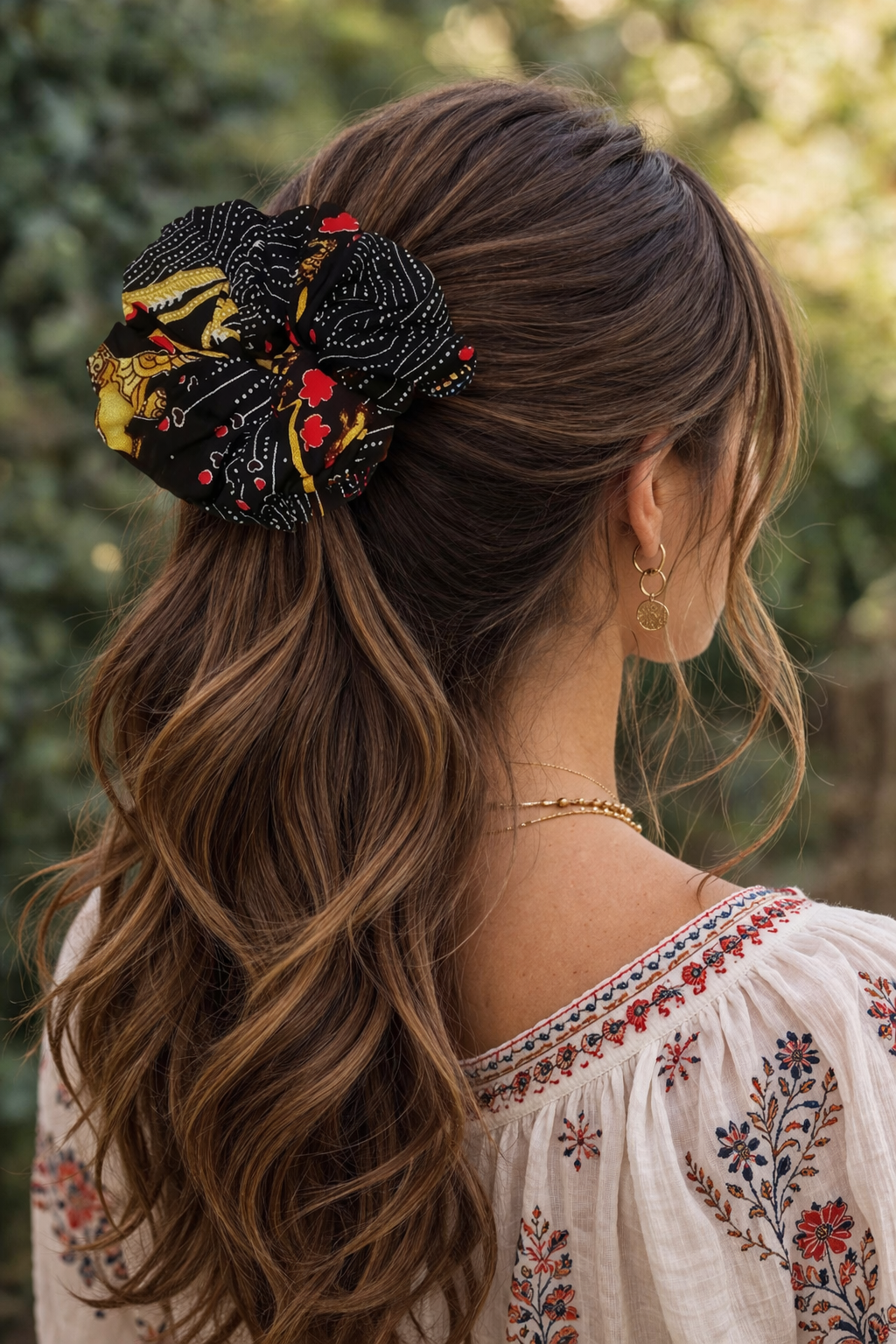 Black Elephant Diamond Hair Scrunchie Ties