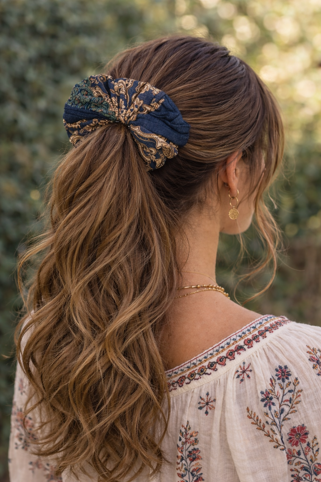 Dark Green Moon Beam Hair Scrunchie Ties