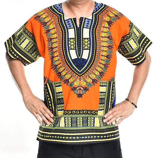 Tangerie Orange Dashiki Shirt African Poncho