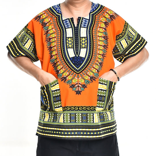 Tangerie Orange Dashiki Shirt African Poncho