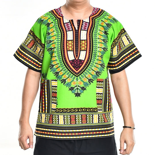 Lime Green Dashiki Shirt African Poncho