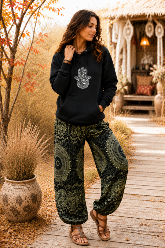 Bohotusk All Seeing Hand Black Hoodie S - 2XL (UK 8 - 20)