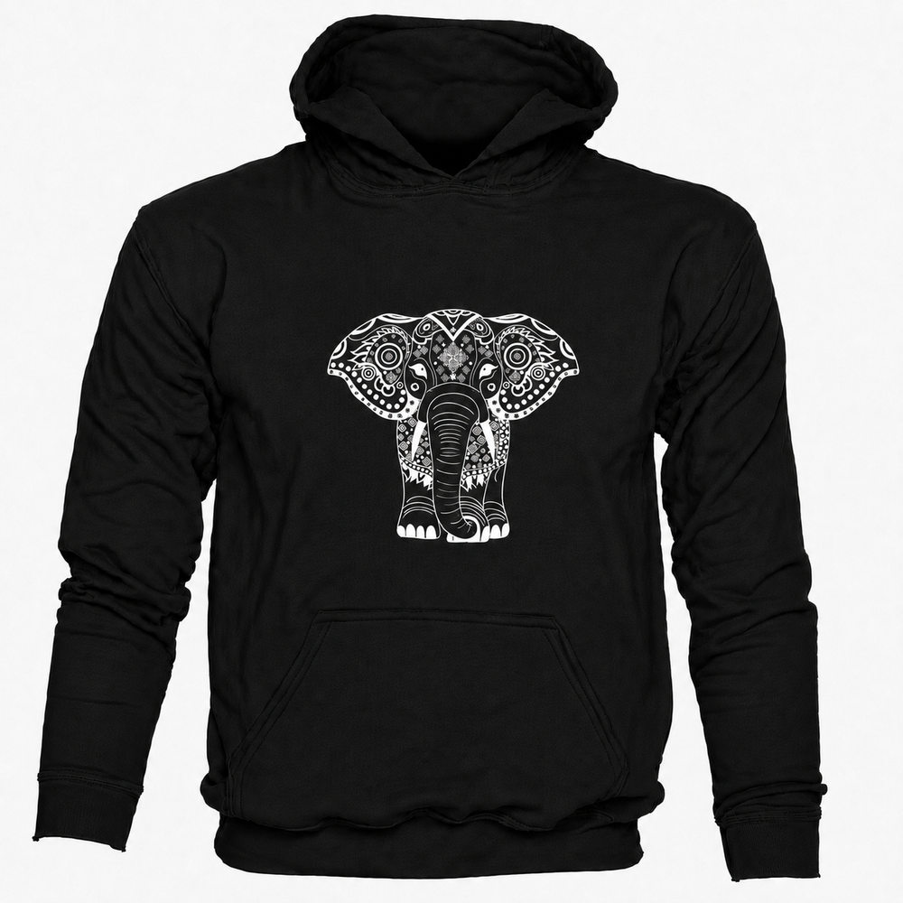 Bohotusk Elephant Print Cotton Hoodie 6 Colours S - 2XL (UK 8 - 20)