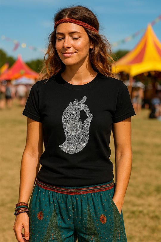 Bohotusk Hand of Buddha Cotton Mens T-Shirt S - 3XL
