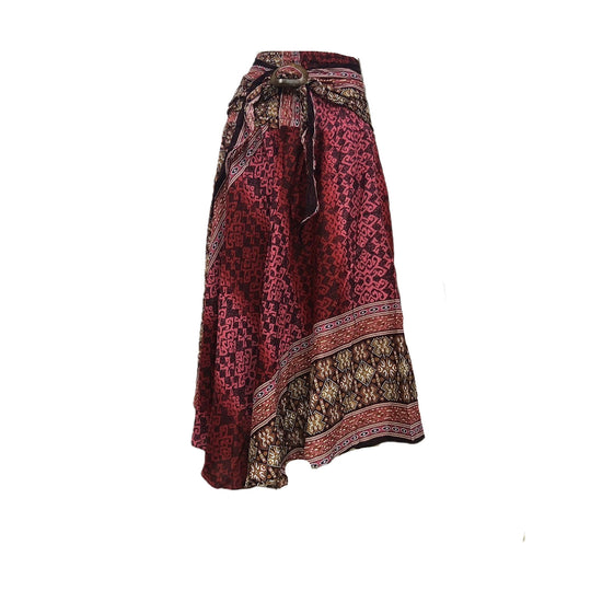 Bohotusk Red Batik Long Skirt With Coconut Buckle (& Strapless Dress) S/M Only