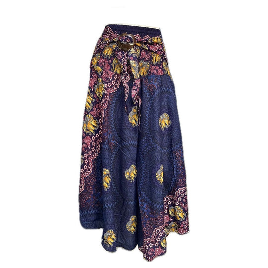 Bohotusk Pink Blue Elephant Genie Long Skirt With Coconut Buckle (& Strapless Dress) S/M Only