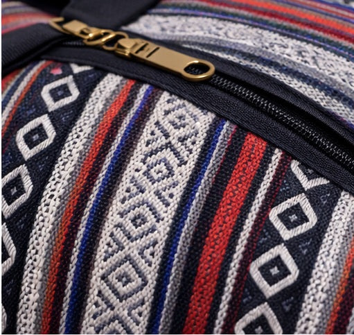 Bohotusk Striped Multi Coloured Cotton Canvas Duffle Bag