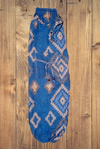 Bohotusk Mid Blue Cross Woollen Fleece Harem Pants M/L Only