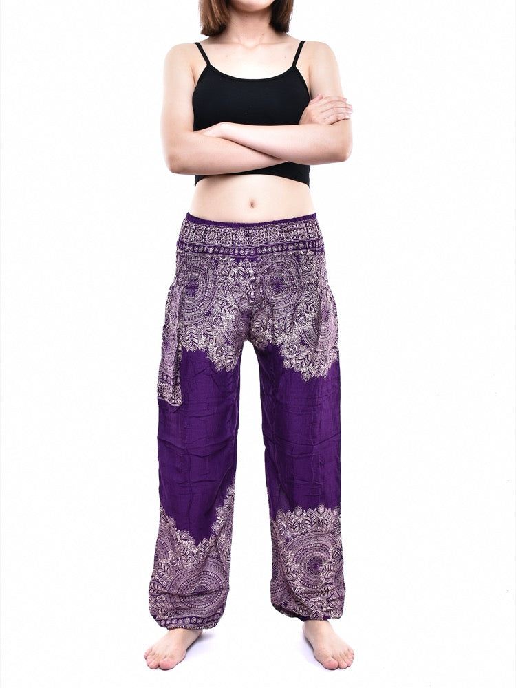 Bohotusk Purple Sun Storm Elasticated Smocked Waist Womens Harem Pants S/M Only