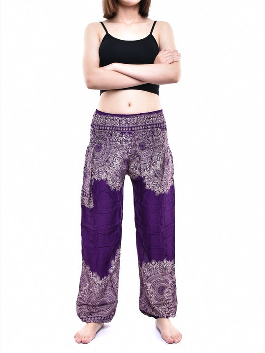 Bohotusk Purple Sun Storm Elasticated Smocked Waist Womens Harem Pants S/M Only