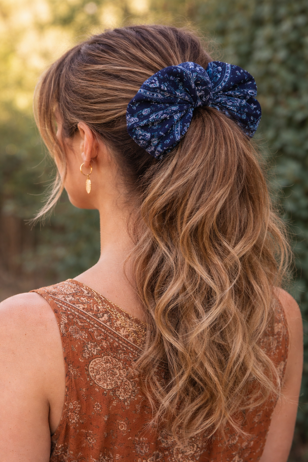 Navy Blue Amboseli Elephant Hair Scrunchie Ties