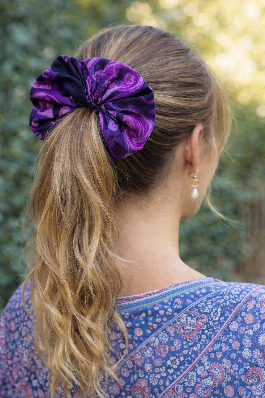 Purple Ink Splash Hair Scrunchie Ties