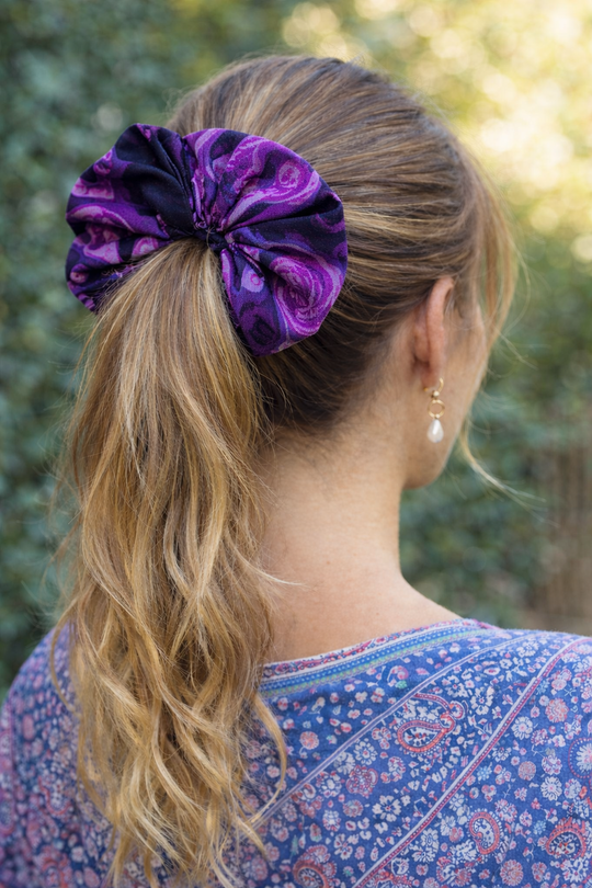Purple Ink Splash Hair Scrunchie Ties