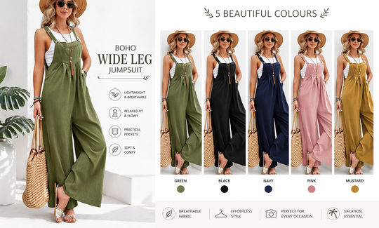 Boho Sleeveless Long Length Black Petit Jumpsuit Dungarees S - 2XL