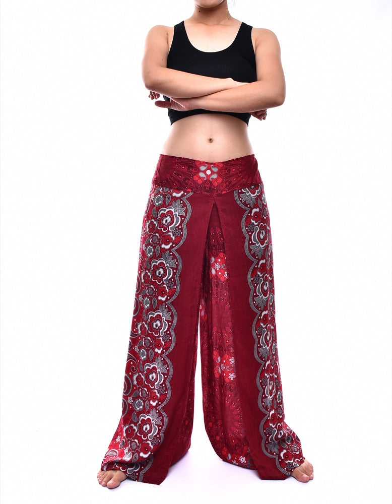 Bohotusk Red Ink Splash Womens Palazzo Pants S/M (UK 8 - 10)