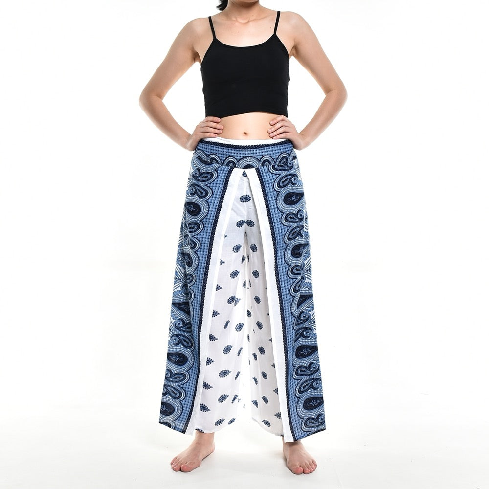 Bohotusk White Butterfly Print Womens Palazzo Pants S/M (UK 8 - 12)