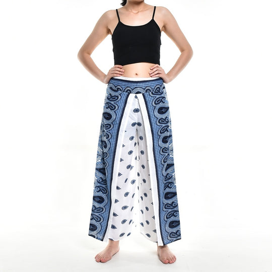 Bohotusk White Butterfly Print Womens Palazzo Pants S/M (UK 8 - 12)